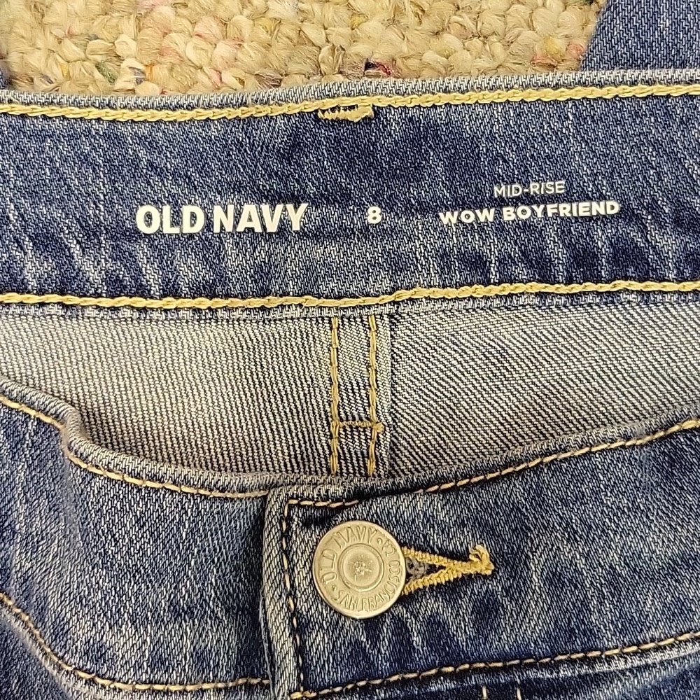 Old Navy Wow Boyfriend Mid-rise Classic Blue Women's Jeans Sz 8 New - Picture 3 of 5